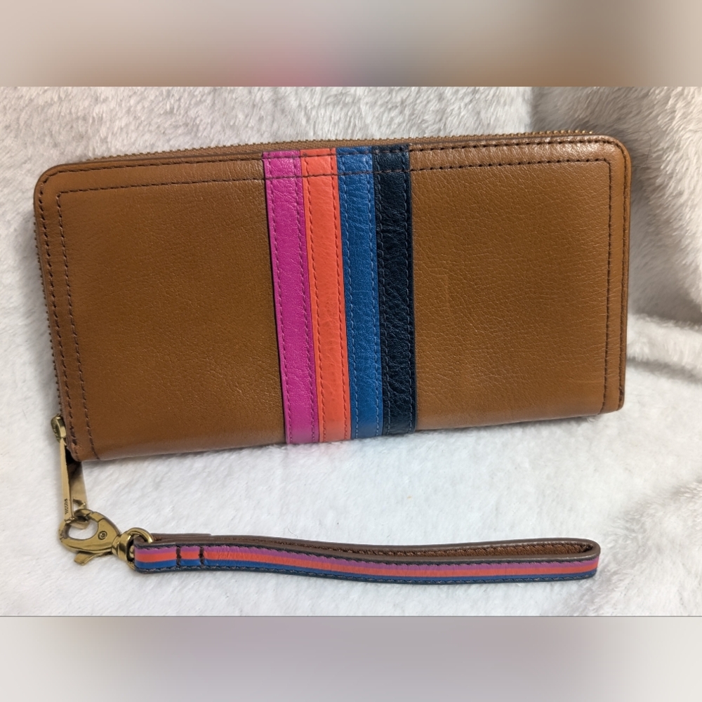Fossil Multicolor Stripe Leather Wallet